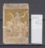 42K240 / 1897 - Brussels International Exposition , Blacksmith , CINDERELLA LABEL VIGNETTE , Belgium - Sonstige & Ohne Zuordnung