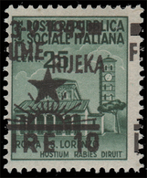 Occupazione Jugoslava: FIUME - Monumenti Distrutti: Lire 10  Su 25 C. Verde Smeraldo (505) / VARIETA' - 1945 - Yugoslavian Occ.: Fiume