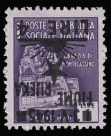 Occupazione Jugoslava: FIUME - Monumenti Distrutti: Lire 4  Su Lire 1 Violetto / VARIETA' (15a) - 1945 - Occ. Yougoslave: Fiume