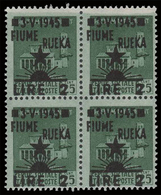 Occupazione Jugoslava: FIUME - Monumenti Distrutti: Lire 2  Su 25 C. Verde (Blocco Di Quattro) - 1945 - Joegoslavische Bez.: Fiume