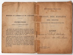 Livret Travail Des Enfants Dans L'industrie Courbevoie 1911 Cachet Mairie Marck Lacarrière Cordier - Seals Of Generality