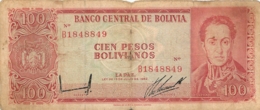 BILLET    100 PESOS BOLIVIANOS  BOLIVAR - Bolivia