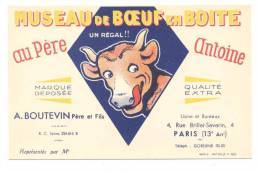 Carte   Publicitaire Museau De Boeuf En Boite "Au Père Antoine"  A. Boutevin 4 Rue Brillat Savarin (Illust. B. Rabier) - Rabier, B.