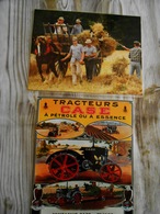 2 Repro  Cartonnées Et Plastifiées  -PUB / Tracteurs CASE  A Pétrole Ou A Essence + Cheval Avec Agriculteurs Aux Foins - Métiers