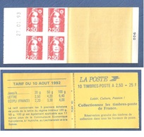 2,50 F Rouge Marianne Bicentenaire Yv 2720 Timbre De Carnet Défaut De Massicotage - Unused Stamps