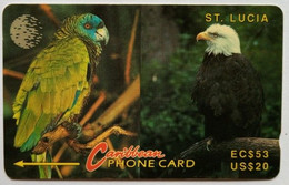 Saint Lucia Cable And Wireless 11CSLA  EC$53/US$20 " Bald Eagle And Amazon Parrot " - Santa Lucia