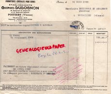 86 - POITIERS - FACTURE GEORGES DUDOGNON -FOURNITURES POUR USINES-69 BD. DU GRAND CERF-1950 - 1900 – 1949