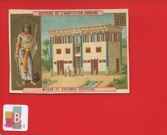 Jolie Chromo Dorée Histoire De L'habitation Humaine Maison Et Costume égyptien Exposition Universelle Paris 1889 Egypte - Other