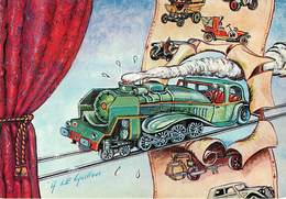 Illustrateurs - IIlustrateur André Le Guilloux - Chemins De Fer - Trains - Voitures - Automobile - Autographe -Signature - Autres & Non Classés