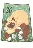 Illustrateur Jacqueline Bourdillon - Chats - Chat - Cats - Cat - Jeux - Jeu De L'Oie - Dés - Autographe -Signé - Autres & Non Classés