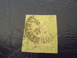 SUISSE -1854 - Helvétia Non Dentelé N° 30 A -filet Rouge Brun    -oblitéré - " 40 Rappen Vert  3   Cote   90   Net    30 - Used Stamps