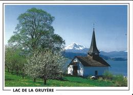 FRIBOURG En Gruyere: Le Lac Avec La Chapelle De Pont-la-Ville Et Le Moleson - Chapelle