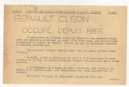 MAI 1968  TRACT  CGT RENAULT CLEON OCCUPE DEPUIS HIER   B496 - Documentos Históricos