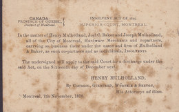 Canada Postal Stationery Ganzsache Entier 2c. Victoria PRIVATE Print SUPERIOR COURT, Henry Mulholland MONTREAL 1878 - 1860-1899 Regno Di Victoria