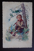 Little Boy Playing Flute -  Mushroom - Old Postcard - - Champignon 1950s - Champignons