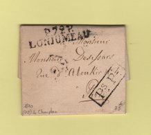 Longjumeau - 72 - Seine Et Oise - 1810 - Courrier De Champlan Pour Paris - 1801-1848: Precursores XIX