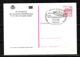 484k.jpg * GANZSACHE * VOR 75 JAHREN ERSTER ZEPPELIN IN BADEN-BADEN * 1985 **!! - Private Postcards - Used