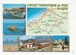 Cp , Carte Géographique,circuit Touristique Du PAYS BASQUE , Multi Vues ,vierge , Photo P. Poux , Ed. Grand Sud - Cartes Géographiques