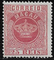 Macau Macao – 1884 Crown Type 25 Réis Mint Stamp - Neufs