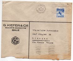 Suisse --1937--Lettre De BERNE   Pour LIMOGES (France) --cachets --enveloppe Personnalisée  Kiefer & Co - Covers & Documents