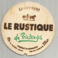 étiquette De Fromage Sur Bois , CAMEMBERT LE RUSTIQUE DE PRINTEMPS , Frais Fr 1.45 E - Kaas