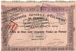 - Titre De 1905 - Compagnie Générale D'Eclairage De Bordeaux - N°04955 - - Electricidad & Gas