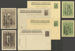 ALBANIA - ITALIAN OCCUPATION: Cards Overprinted In 1939, Cmpl. Set Of 4 Unused Values (2 Simple + 2 Double), Minor Fault - Autres & Non Classés