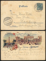 GERMANY: 5Pf. Postal Card Illustrated On Back: View Of Berlin, Used On 19/AP/1898, Very Nice And Attractive! - Otros & Sin Clasificación