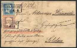 GERMANY: Folded Cover Sent From Ortelsburg To Soldau On 29/MAR/1860, Franked With Prussia Stamps Sc.2 + 7, Very Fine And - Brieven En Documenten