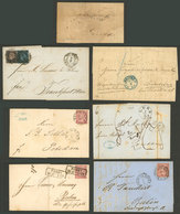 GERMANY: 7 Old Letters Or Folded Covers, Some With Stamps, All With Interesting Cancels, Low Start! - Brieven En Documenten