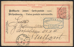 GERMANY: REPLY PAID Postal Card Sent From Lisboa To Stuttgart On 10/JUL/1900, VF Quality! - Lettres & Documents