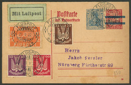 GERMANY: Postal Card With Paid Reply Attached, Flown From München To Nürnberg On 29/SE/1922 (without Arrival Backstamp), - Briefe U. Dokumente