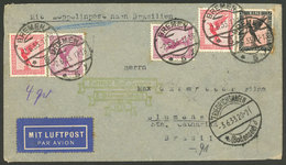 GERMANY: 2/JUN/1933 Bremen - Blumenau(Brazil): Airmail Cover Flown By Zeppelin, With Transit Mark Of Friedrichshafen For - Lettres & Documents