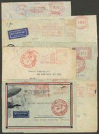 GERMANY: 7 Airmail Covers Sent To Brazil Between 1934 And 1938, All With Nice Meter Postages, Mixed Quality (some With M - Briefe U. Dokumente