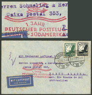 GERMANY: 1/FE/1935 Hamburg - Porto Alegre: Airmail Cover With Special Commemorative Mark Of The 1st Anniversary Of Europ - Lettres & Documents