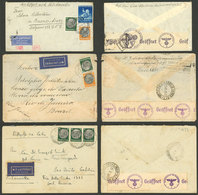 GERMANY: 3 Airmail Covers Sent To Brazil Between 1940 And 1941, All With Nazi Censor Labels, One With Small Defects, Int - Brieven En Documenten