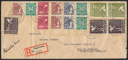 GERMANY: Registered Cover Sent To Rio De Janeiro On 22/JUN/1948 With Fantastic Multicolored Postage, Very Nice! - Brieven En Documenten