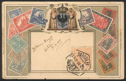 GERMANY: Beautiful PC Illustrated With Old Postage Stamps, Editor Ottmar Zieher (Germany), Used In Portugal In 1905, Fin - Andere & Zonder Classificatie