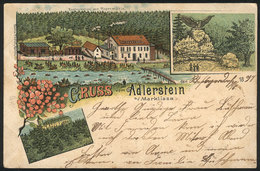 GERMANY: ADLERSTEIN: Nice Souvenir Litho PC Used In 1897! Fine Quality - Andere & Zonder Classificatie