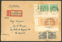 GERMANY - BERLIN: Registered Cover Sent To Brazil On 9/MAY/1949 With Nice Postage, Some Light Staining, All The Same Att - Lettres & Documents