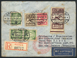 GERMANY - DANZIG: 20/SE/1935 Danzig - Rio De Janeiro: Registered Airmail Cover, With Transit Backstamp Of Berlin And Arr - Sonstige & Ohne Zuordnung