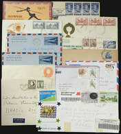 AUSTRALIA: 11 Covers Sent To Brazil In Varied Periods + 1 PC Of The Melbourne Olympic Games + 1 Stationery Cover Of 18c. - Covers & Documents