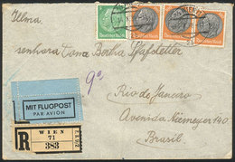 AUSTRIA: Registered Airmail Cover Sent From Wien To Rio De Janeiro On 14/OC/1938, Franked With German Stamps (total Post - Cartas & Documentos