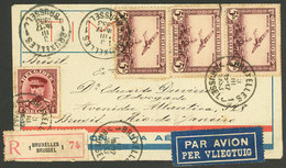 BELGIUM: Registered Airmail Cover Sent From Bruxelles To Rio De Janeiro On 3/MAR/1933 With Nice Postage For 16Fr., VF Qu - Other & Unclassified