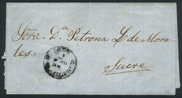 BOLIVIA: Entire Letter Dated 24/MAY/1871 Sent From COCHABAMBA To Sucre, VF Quality! - Bolivia
