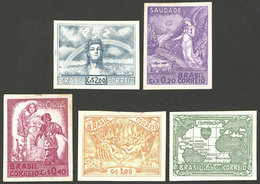 BRAZIL: RHM.C-198/202, 1945 Allied Victory, PROOFS PRINTED ON CARD Of The Cmpl. Set Of 5 Values, Interesting! - Lettres & Documents