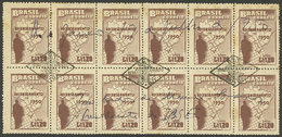 BRAZIL: Stamp Of 1950 Commemorating The NATIONAL CENSUS, Block Of 12 With Postmark Of The Census + Dedicated Signature O - Brieven En Documenten