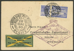 BRAZIL: Sc.4CL4 (RHM.Z-3), Franking A Cover Sent By Zeppelin From Rio To Germany On 24/MAY/1930, VF! - Luftpost