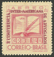 BRAZIL: RHM.A-51C, 1943 Inter-American Conference Of Lawyers, With Variety DOUBLE IMPRESSION Of The Inscriptions Around  - Poste Aérienne