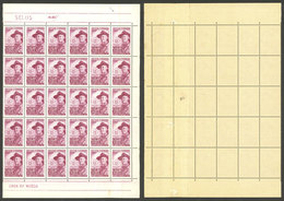 BRAZIL: RHM.A-85, 1957 Scouts (Baden Powell), Block Of 30 With End-of-roll Double Paper Variety Affecting 10 Examples, V - Luchtpost